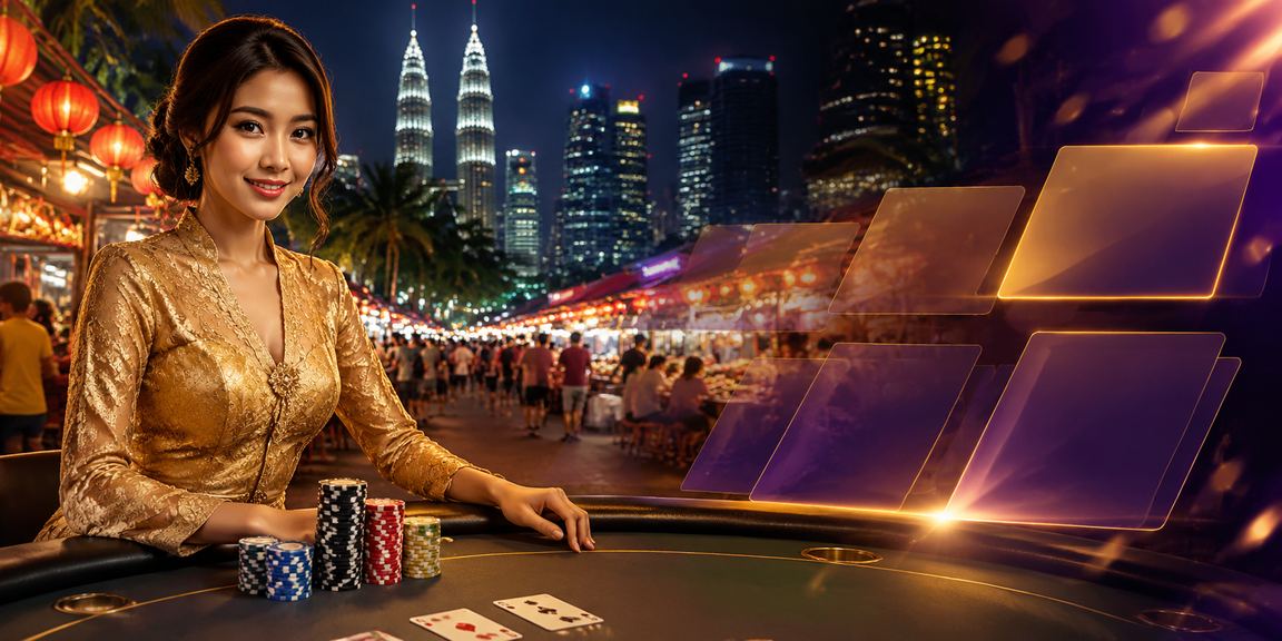 Permainan poker tradisional di Kuala Lumpur dengan gaya kebaya melayu